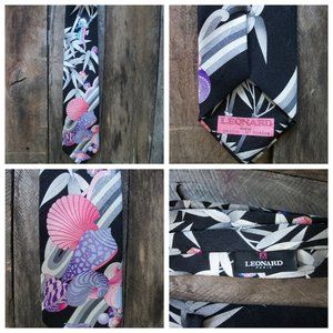 LEONARD Silk Necktie Paris Seahorse Dessin 508008